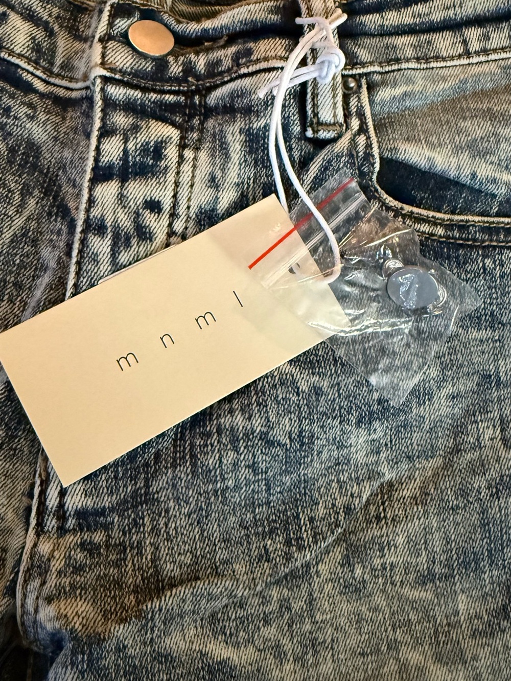 MNML Men's Skinny Acid Wash Jeans - Blue Gray - Picture 2 of 8